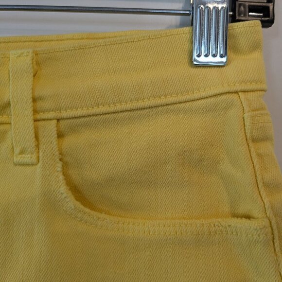 L'AGENCE Shorts Size 23 Yellow Audrey Denim Distressed Raw-Hem Mid-Rise NWT - Picture 7 of 16